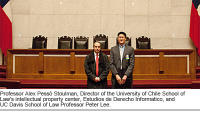 Professor Alex Pesso Stoulman, Director of the University of Chile School of Law's intellectual property center, Estudios de Derecho Informatico, and UC Davis School of Law Professor Peter Lee